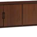 Walker Edison Genia Mid-Century Modern Solid Wood TV Stand for TVs up to 65 Inches 65 Inch Walnut