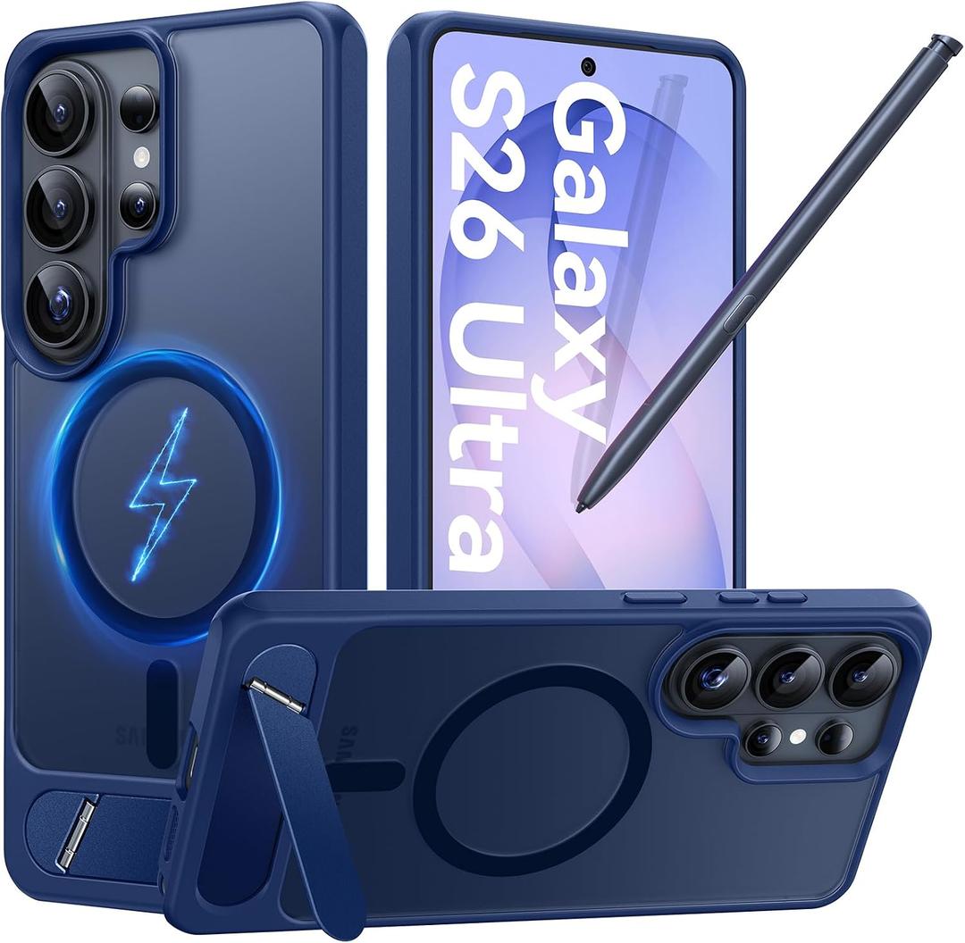 BENTOBEN Magnetic for Samsung Galaxy S26 Ultra Case with Invisible Kickstand,[Compatible with MagSafe] [Military Drop Protection] Shockproof Translucent Matte Slim Cover for Galaxy S26 Ultra,Deep Blue