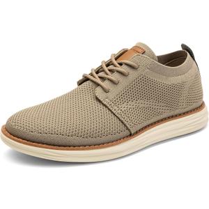 Bruno Marc Men's KnitFlex Breeze Mesh Sneakers Oxfords Lace-Up Lightweight Casual Walking Shoes (Beige, 9)