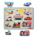 Melissa & Doug Vehicles Sound Puzzle - Wooden Peg Puzzle With Light-Activated Sound Effects (8 pcs) Puzzles for Toddlers, Wooden Puzzles For Kids Ages 2+