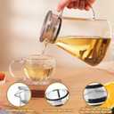 CNGLASS 40oz/1200ml Glass Teapot Stovetop Safe,One-Touch Clear Tea Kettle,Blooming and Loose Leaf Tea Maker, 40.5oz/1200ml