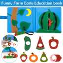 Montessori Busy Book , Felt Quiet Book for Baby, Preschool Early Learning Educational Toys for Kids Age 3 4 5 6 Years, Develops Fine Motor Skills,Toddlers Activities Toy for Airplane Car Travel (Blue-farm)