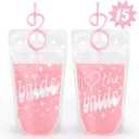xo, Fetti Bachelorette Party Decorations Bride Foil Drink Pouches - 15 ct | Bach Party Drinkware, Cute Bridal Shower Cups, Bridesmaid Favor, Engagement Party Supplies