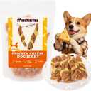 Grain Free Chicken Cheese Jerky Dog Treats, 5.29oz | Natural chewy healthy dog treats for all breeds. High-protein, low-fat, oven-baked