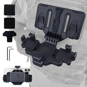 Tactical Gear Plate Carrier Vest Accessories, MOLLE Phone Chest Mount Holder for 6.0"-7.7" Screens, Quick-Release and Adjustable Tactical Phone Holder for Police Vest