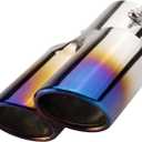 Car Dual Exhaust Tip, 2.5" Stainless Steel Straight Muffler Tailpipe Accessories, Bolt-on Bevel Port Exhaust Tip Modification, Universal for Most Cars (Baked Blue)