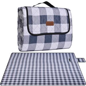 Extra Large Picnic Blanket 80''x 80'' Waterproof Foldable Picnic Mat for Beach, 5-Layer Outdoor Blanket for 6 to 8 Adults, Camping Grass Lawn Park Accessories Couple Park Wedding Registry (Grey)