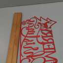 Metal Merry Christmas Table Sign Xmas Tabletop Centerpiece with Wooden Base Freestanding Rustic Tiered Tray Decor for Home Mantel Shelf Fireplace Decoration (Red)