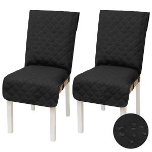 Yonus Waterproof Dining Chair Cover Office Chair Cover Water Resistant Dining Room Chair Cover Kitchen Chair Slipcover Computer Chair Cover with Anti-Slip Buckle (Chocolate, 2PCS)