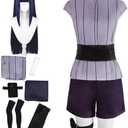 Women Costume Outfit Dress Purple Uniform For Halloween Full Set (Large, Black)