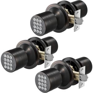 Signstek Digital Door Lock with Keypad - Electronic Door Knob for Keyless Entry - Oil Rubbed Bronze, 3 Pack