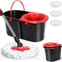 Spin Mop and Bucket with Wringer Set for Home,360 Mop and Bucket with Separate Clean and Dirty Water,Wet Dust Mop for Floor Cleaning with 3 Mop Heads