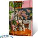 Aihonmin Husky Sit Near Table Paint by Numbers Kits Children,Botanical Paint by Numbers Bohemia Painting Art Craft Painting Colorful Canvas for Home Decor Without Framed 16''W x 20''H