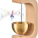 Shopkeepers Bell for Door Opening Magnetic Wood Doorbell with Brass Bell Door Chime for Entrance, Wall, Store, Wardrobe, Fridge (Beech)