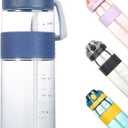 Kerilyn 28oz Clear Water Bottle with Straw, Flip Top Water Bottle with Carrying Loop, Leak-Proof Sports Water Bottle, BPA Free, for School, Travel, Outdoor, Navy