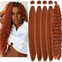 Bright Ginger Braiding Hair Pre Stretched for Boho Braids 26 Inch Curly Boho Hair for Braiding Knotless Prestretched Hair Extensions Deep Wave