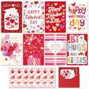 WDphouly Valentines Day Cards Assortment, 24 Valentine’s Day Cards with Envelopes and Stickers, 8 Elegant Designs with Message Printed Inside