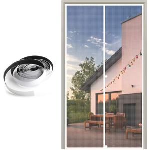 MAGZO Door Magnetic Screen 32" W x 80" H White & Magnetic Door Screen Accessory Hook&Loop Tape Black