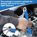Offset Extension Wrench,15 Inch Impact Ready Socket Wrench Extender Tool Set with 1/2", 1/4" and 3/8" Square Drive Adapters, Zero Degree Ratchet Tool for Car Blue (Blue)