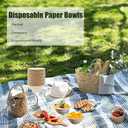 100 Pack 8oz Compostable Paper Bowls,Heavy-Duty Disposable Natural Bagasse Bowls,Biodegradable Soup Bowls,Eco-Friendly,Heat Resistant,for Ice Cream,Salad,Soup,Snack,Dessert,Pasta,Hot or Cold Use