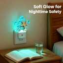 2 x Caifujiqi Night Light Plug-in into Wall Dusk to Dawn Smart Sensor White Led Nightlight for Bedroom Bathroom Kitchen Hallway Stairs Energy Efficient Decor Desk Lamp Beach Decor