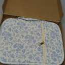 Zkptops Bible Cover Case for Women Girls Large Bible Bag Blue Cotton Quilted Floral Bible Carrying Case with Zipper Pocket and Handle Carrying Book Cover for Christian Study Supplies Christian Gift