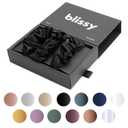 Blissy Silk Scrunchies (3 Pack) - 100% Pure Mulberry Silk - 22 Momme 6A High-Grade Fibers - Silk Scrunchie for Straight & Curly Hair - Preventing Breakage, Tangling, & Creasing (Black Regular)