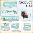 4 Pcs Beachy Christmas Table Decorations Starfish Shell Beach Tiered Tray Decor Wooden Beach Christmas Table Signs Xmas Tabletop Centerpiece for Party Home Kitchen Dining