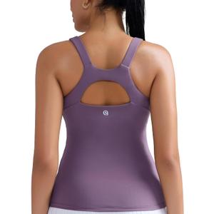 RUNNING GIRL Workout Tops for Women,Racerback Purple Tank Tops with Built in Bras,Padded Sports Bra Yoga Tank Athletic Tops(BX3119_Purple_XXL) (XXL)