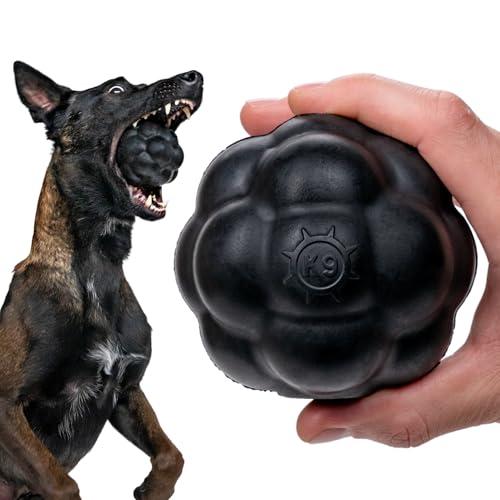 Monster K9 Indestructible XL Dog Ball – Lifetime Replacement - Durable Dog Toy for Aggressive Chewers - Safe, Non-Toxic Natural Rubber - Chew, Fetch, Stuff with Treats - USA Made - 4” (Soft Ball Size)