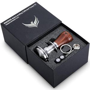 54mm Espresso Tamper for Breville Machine Rosewood KNODOS Auto Leveling, Double Spring Loaded Wooden 30LB Calibrated Coffee Tamper