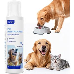 Dog Breath Freshener-Enzymatic Dog Dental Water Additive for Dental Care–Probiotics Prevent Bad Breath, Relieve Gum Redness, Reduce Plaque & Tartar, No Brushing Needed, Safe for Dogs & Cats, 8.45oz