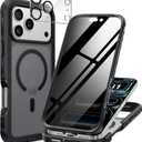 seacosmo for iPhone 17 Pro Max Case, Full Body Bumper with Built-in Tempered Glass Privacy Screen and Camera Lens Protector, Compatible with MagSafe, Shockproof 17 Pro Max Phone Case 6.9", Black Matte
