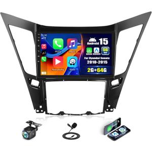 2G+64G Android 15 Car Stereo for Hyundai Sonata 2010-2015 with Wireless Carplay Android Auto,9 Touchscreen Hyundai Sonata Car Radio with Mirror Link WiFi/GPS Bluetooth FM/RDS SWC+AHD Rear Camera