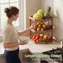 Fruit Basket for Kitchen Counter - 3 Tier Wooden Corner Fruit Basket Stand for Countertop, Large Fruit Bowl and Vegetable Storage Organizer, Fruit Holder Rack for Potato, Onion, Snack