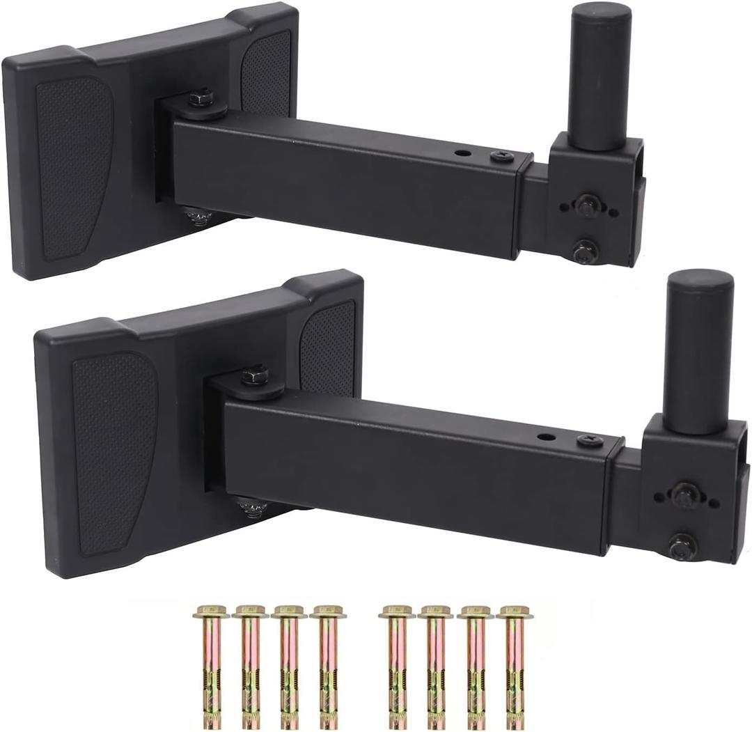 Howonder HD-339 Heavy Duty Speaker Wall Mount,Hold up to 100lbs,Speaker Wall Mount Bracket Design for Professional Audio PA Speakers,Screw Hidden (2 Packs Black)