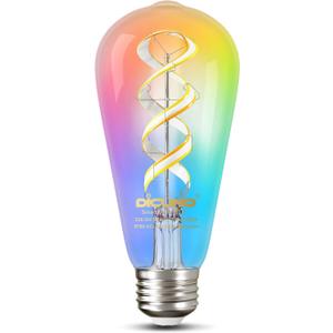 DiCUNO Smart Edison Bulb ST19, Color Changing WiFi Smart Light Bulb, 2700K-6500K Tunable via App, ST58 Edison Bulb, Compatible with Alexa & Google Home, 5W (50 Watt Equivalent), 500lm, 1-Pack
