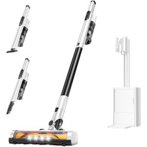 Cordless Stick Vacuum Cleaner with Auto Empty System Self-Charging Base, Powerful Suction for Pet Hair on Carpet & Hardfloor, Lightweight Anti-Tangled Handheld Vacuum, HEPA Filtration, Black