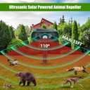 Solar Ultrasonic Animal Repeller Outdoor Squirrel Racoon Fortress Pro Deer Repellent Devices, Motion Activated Animal Deterrent Devices to Scare Cat Rabbit Fox Skunk for Yard Garden (ABS, 2)