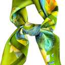 Neck Scarf For Womens Silky Head Scarves Hair Bandanas Square Scarf Fashion Accessories lightweight (13-green Lotus Pond)