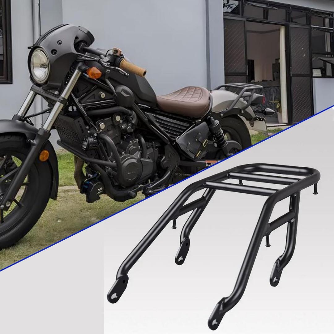 WOOGA Motorcycle Rear Carrier Support Shelf Luggage Rack Passenger Grab Handle for Ho&nda Rebel CMX 500 CMX-300 Rebel300 Rebel500 2017 2018 2019 2020 2021 2022 2023 2024 Accessories