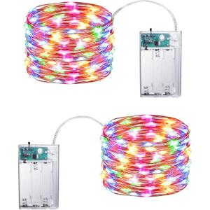 Joomer LED Fairy Lights Battery Operated, 2 Pack Each 16FT 50 LED Cuttable Starry Lights with Timer for Bedroom, Parties, Wedding Christmas Indoor Decor (Multicolor)