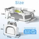 BUNWAG Baby Bathtub, Collapsible Newborn Bathtub for Infant to Toddler with Soft Cushion and Thermometer,Portable Travel Newborn Tub with No-Slip Feet, Baby Shower Gifts, 0-12 Months Baby Bath, Grey
