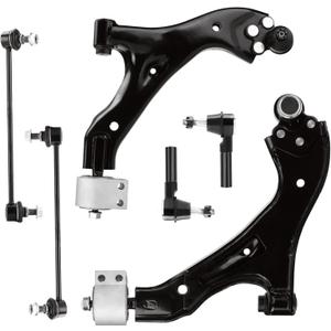 Front Lower Control Arm w/Ball Joint Outer Tie Rods Sway Bars Suspension Kit Replacement for 2005-2009 Chevrolet Equinox 3.4L, 2006-2009 Pontiac Torrent 3.4L, 2002-2007 Saturn Vue (6pc)
