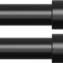 OLV 2 Pack Black Curtain Rods for Windows 48 to 84 Inch, 1'' Modern Easy Install Adjustable Curtain Rod with End Cap Design, Heavy Duty Single Decorative Drapery Pole for Living Room, Bedroom, Kitchen