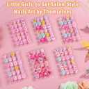 144 Pcs Kids Fake Nails Set, Thrilez 6 Pack Press on Nail Pre-glue Artificial False Acrylic Nails Set for Little Girl Children Toddlers
