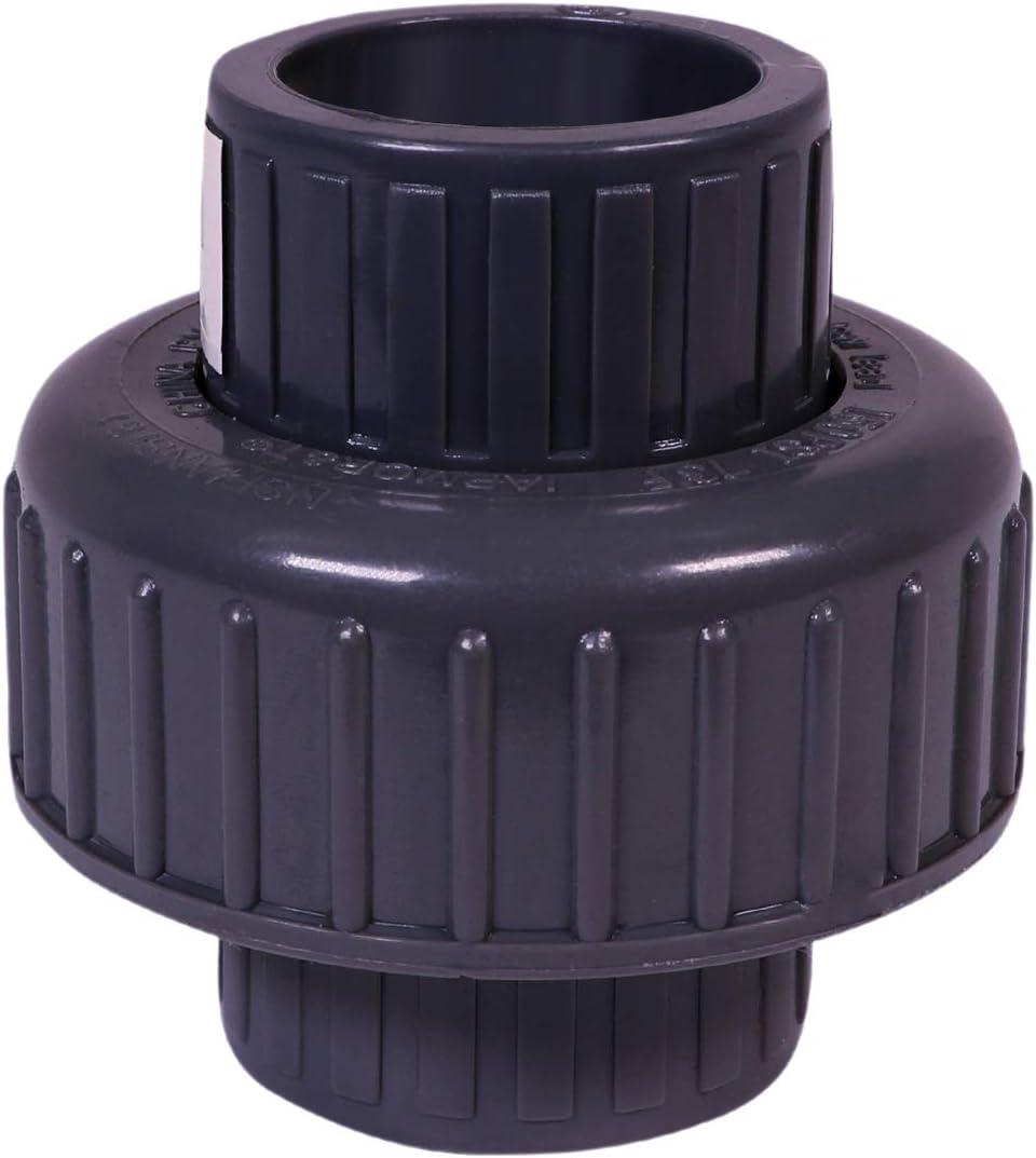 Midline Valve 587DV112 PVC Union Coupling Pipe Fitting; 1-1/2 in. Solvent Connections; Grey Plastic