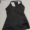Danysu V Neck Racer Back Tank Top for Women Padded Ribbed Long Tank Fitted Basic Cami Tops (Small, Black)