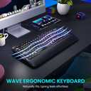 Ergonomic Wave Wireless Keyboard Mouse Combo, 9 RGB Backlit, Silent Keys