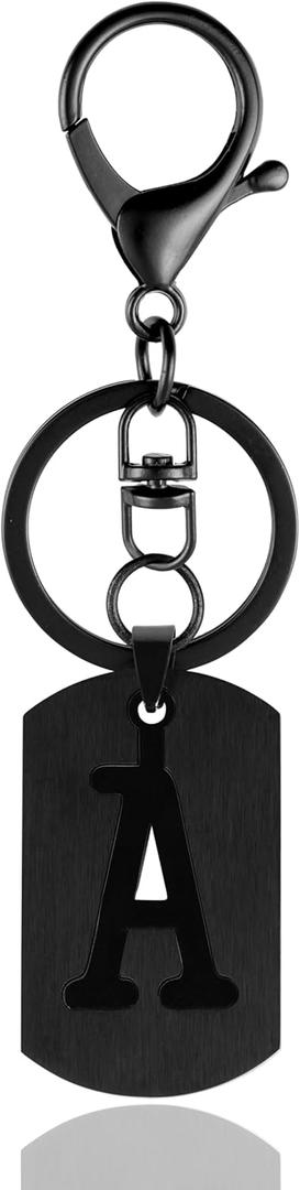 A-Z Stainless Steel Letter Keychain - Alphabet Initial Key Ring for Men Women, Purse or Car Charm